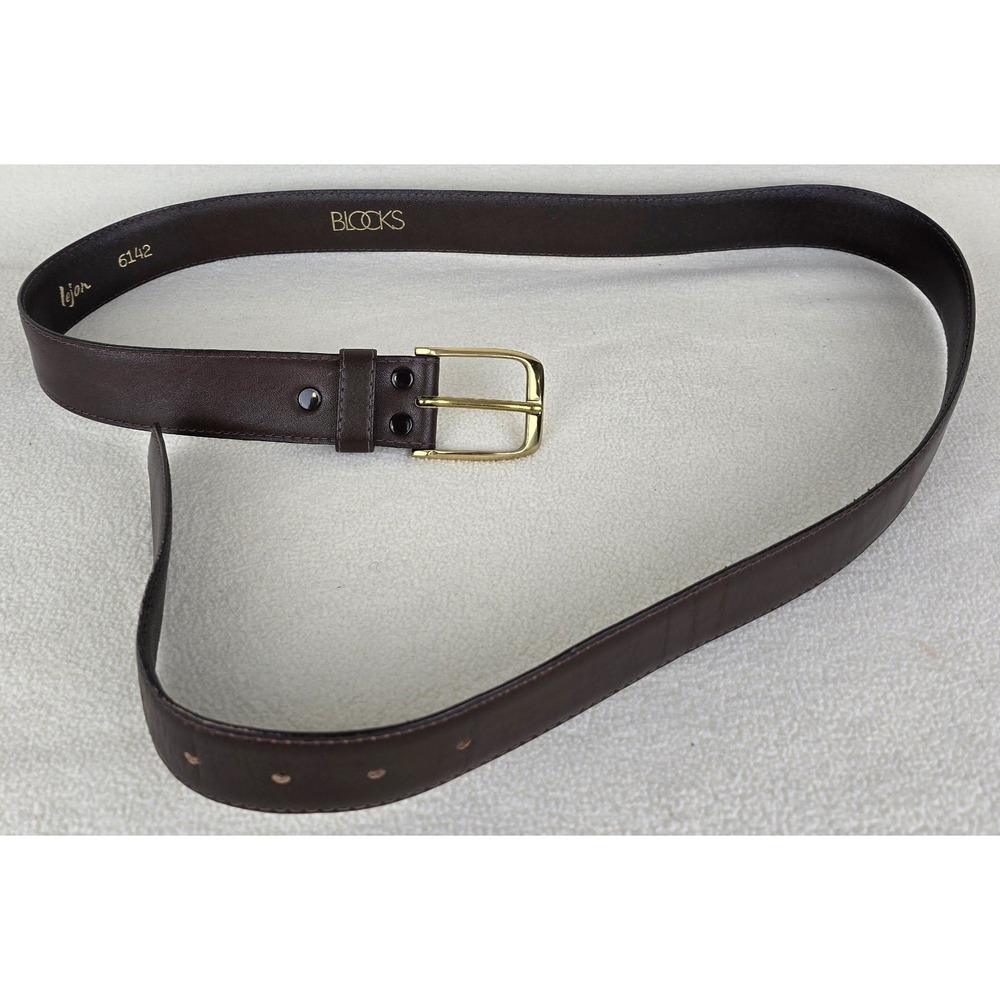 Vintage Lejon Belt Mens Sz 38 Brown Glove Leather Dress Formal Gold Buckle #6142
